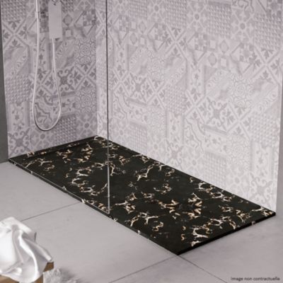 Receveur de douche en pierre naturelle extra plat à poser 70x160cm - noir marble - ORIGINE