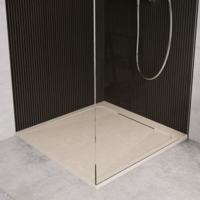 Receveur de douche en pierre naturelle extra plat à poser 70x70cm - beige marbre - ORIGINE