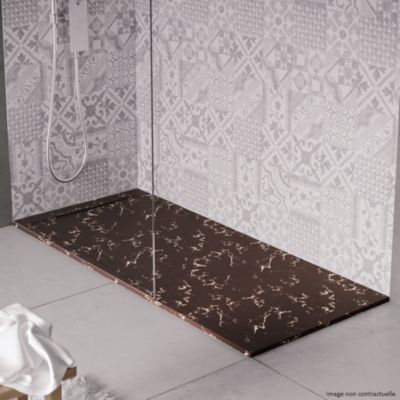 Receveur de douche en pierre naturelle extra plat à poser 70x80cm - marron marbre - ORIGINE