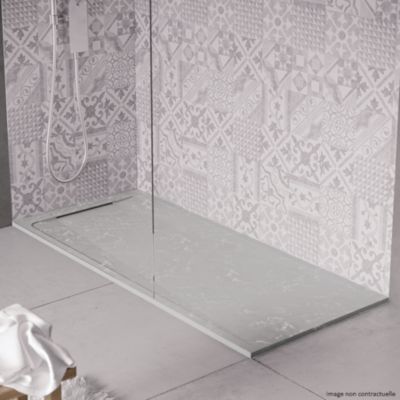 Receveur de douche en pierre naturelle extra plat à poser 80x110cm - gris marbre - ORIGINE