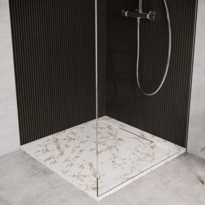 Receveur de douche en pierre naturelle extra plat à poser 80x80cm - blanc marbre - ORIGINE