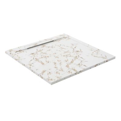 Receveur de douche en pierre naturelle extra plat à poser 80x80cm - blanc marbre - ORIGINE