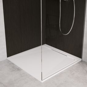 Receveur de douche en pierre naturelle extra plat à poser 80x80cm - blanc - ORIGINE