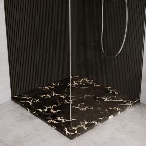 Receveur de douche en pierre naturelle extra plat à poser 80x80cm - noir marble - ORIGINE