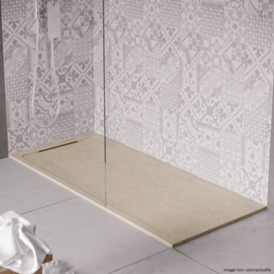 Receveur de douche en pierre naturelle extra plat à poser 90x160cm - beige marbre - ORIGINE