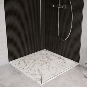 Receveur de douche en pierre naturelle extra plat à poser 90x90cm - blanc marbre - ORIGINE