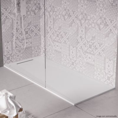 Receveur de douche en pierre naturelle extra plat à poser 90x90cm - noir marble - ORIGINE