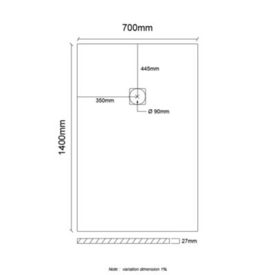 Receveur de douche en résine extra plat à poser 70x140cm - beige - RIO