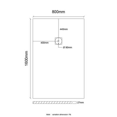 Receveur de douche en résine extra plat à poser 80x160cm - noir - RIO
