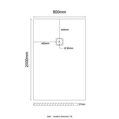 Receveur de douche en résine extra plat à poser 80x200cm - ciment (gris) - RIO