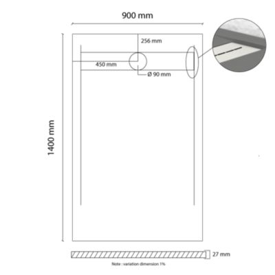 Receveur de douche en résine extra plat à poser 90x140cm - beige - Arhus