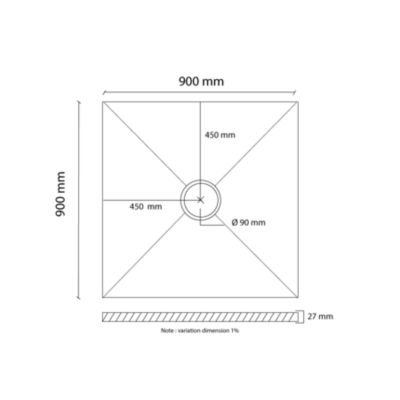 Receveur de douche en résine extra plat à poser 90x90cm - beige - RONDA