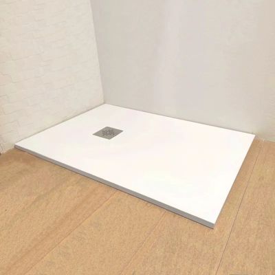 Receveur de douche en résine VALENCIA Finition Ardoise 90x90 Blanc