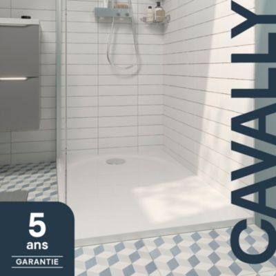 Receveur de douche en résine L.120 x l.80 cm, blanc, GoodHome Cavally