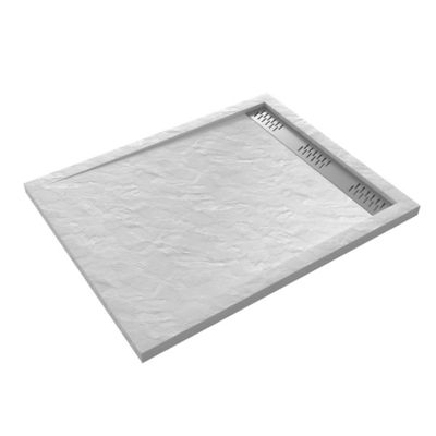Receveur de douche extra-plat 80 x 100 cm, acrylique blanc, bonde linéaire, Galedo Pedra