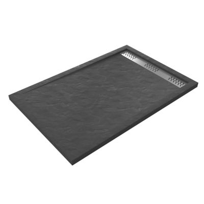 Receveur de douche extra-plat 80 x 120 cm, acrylique, gris, Galedo Pedra