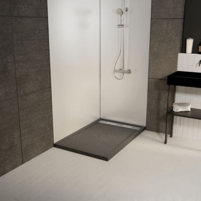 Receveur de douche extra-plat 80 x 120 cm, acrylique, gris, Galedo Pedra
