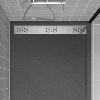 Receveur de douche extra-plat 80 x 120 cm, acrylique, gris, Galedo Pedra