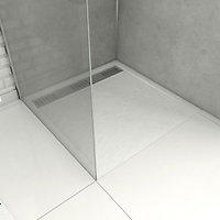Receveur de douche extra-plat 80 x 80 cm, acrylique, blanc, Galedo Pedra Linéaire