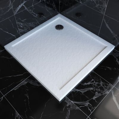 Receveur de douche extra-plat 80 x 80 cm, acrylique, blanc, Galedo Pedra