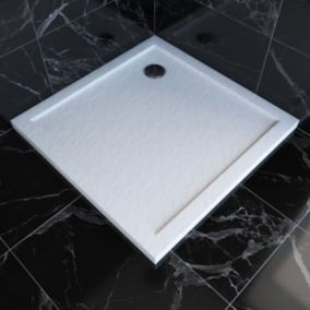 Receveur de douche extra-plat 80 x 80 cm, acrylique, blanc, Galedo Pedra
