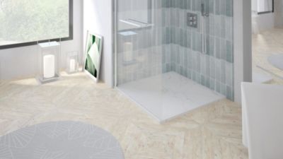 Receveur de douche extra plat 80 x 80 cm, résine et minéral, marbre blanc, Ayor Bathroom Nola