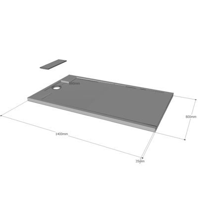 Receveur de douche extra plat 80x140 en solid surface noir Morzine