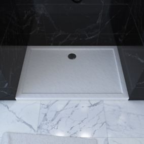 Receveur de douche extra-plat 90 x 120 cm, acrylique, blanc, Galedo Pedra