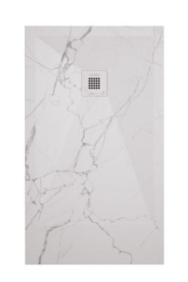 Receveur de douche extra plat 90 x 160 cm, résine et minéral, marbre blanc, Ayor Bathroom Nola