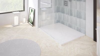 Receveur de douche extra plat 90 x 160 cm, résine et minéral, marbre blanc, Ayor Bathroom Nola