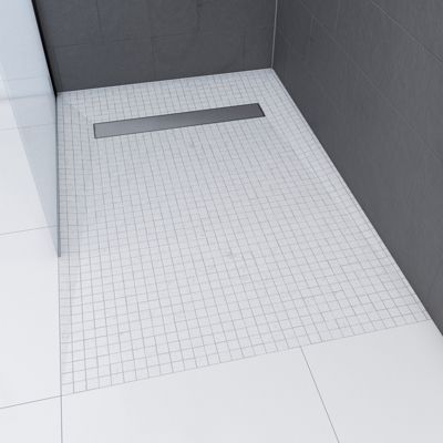 Receveur de douche extra-plat à carreler 80 x 120 cm, bonde linéaire, Galedo Showerplate