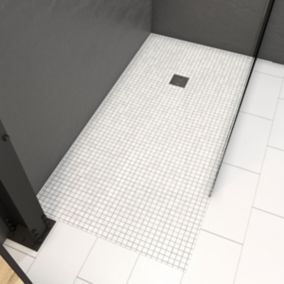 Receveur de douche extra-plat à carreler 90 x 160 cm, bonde centrale, Galedo Showerplate