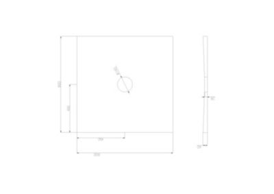 Receveur de douche extra-plat à carreler 90 x 90 cm, bonde centrale, Galedo Showerplate