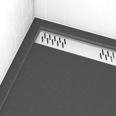 Receveur de douche extra plat acrylique gris Galedo Pedra 90 x 120 cm linéaire