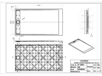 Receveur de douche extra plat à poser ou à encastrer recoupable en résine SMC avec siphon - Blanc - 160 x 90 cm - LYROSA