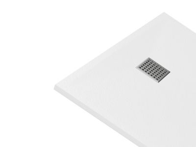 Receveur de douche extra plat à poser ou à encastrer recoupable en résine SMC avec siphon - Blanc - 160 x 90 cm - MIRNOSA