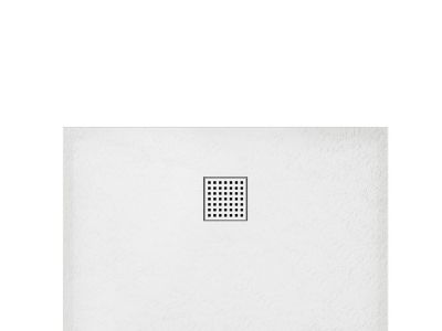 Receveur de douche extra plat à poser ou à encastrer recoupable en résine SMC avec siphon - Blanc - 160 x 90 cm - MIRNOSA