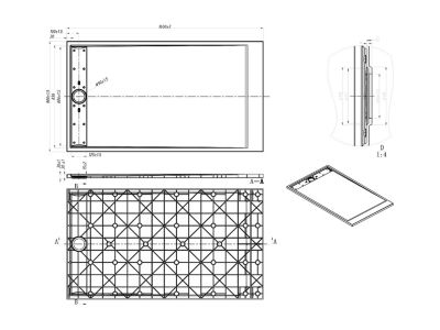 Receveur de douche extra plat à poser ou à encastrer recoupable en résine SMC - Blanc - 160 x 90 cm - LYROSA
