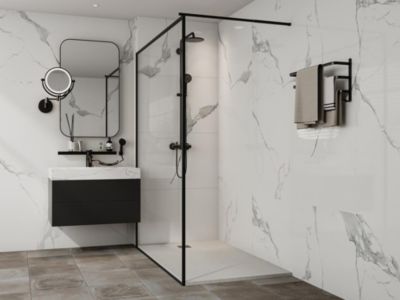 Receveur de douche extra plat à poser ou à encastrer recoupable en résine SMC - Blanc - 160 x 90 cm - MIRNOSA