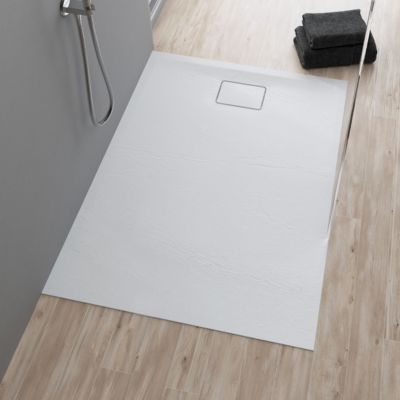 Receveur de douche extra-plat texture effet pierre TERRENO RECTANGLE 120 x 80 cm blanc