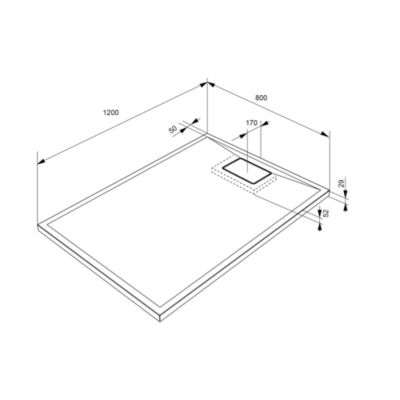 Receveur de douche extra-plat texture effet pierre TERRENO RECTANGLE 120 x 80 cm blanc