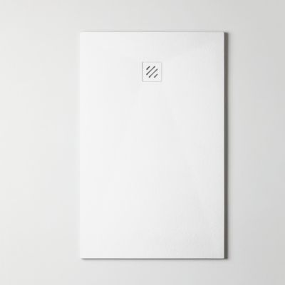 Receveur de Douche Extraplat 100X170cm Blanc - Résine Minérale - Antidérapant - Effet Pierre Naturelle - RÉSIGRÈS.