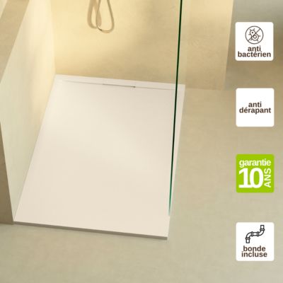 Receveur de Douche Extraplat 180x70cm Beige - Résine Minérale - Antidérapant - Effet Ardoise - Ragnar LAVABERG