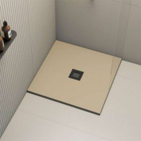 Receveur de douche extraplat beige 90 x 90 cm grille noire Hos's - POALGI