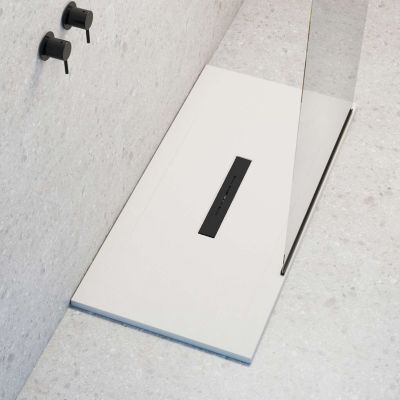 Receveur de douche extraplat blanc 70x100 cm grille noire Clay - POALGI