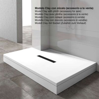 Receveur de douche extraplat blanc 70x100 cm grille noire Clay - POALGI