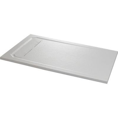 Receveur de douche extraplat blanc 80x120 cm en Solidstone antidérapant texture ardoisée - Belize
