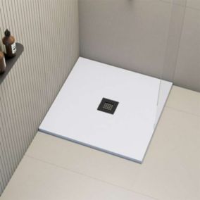 Receveur de douche extraplat blanc 90 x 90 cm grille noire Hos's - POALGI