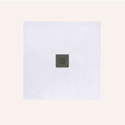 Receveur de douche extraplat blanc 90 x 90 cm grille noire Hos's - POALGI