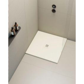 Receveur de douche extraplat carré blanc ivoire 100x100 cm Hos's - POALGI